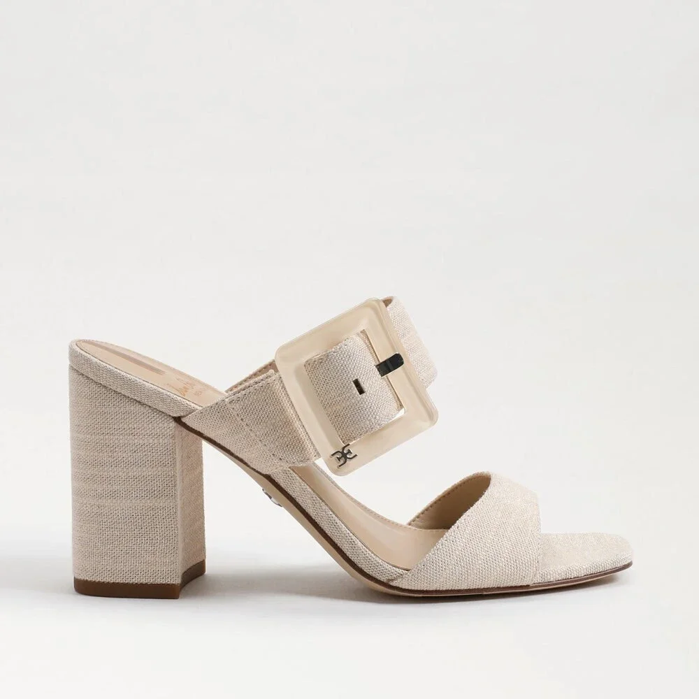 Sam Edelman Dalton Sandals Women's US 11 Beige Square Toe Block Heels JOBB526